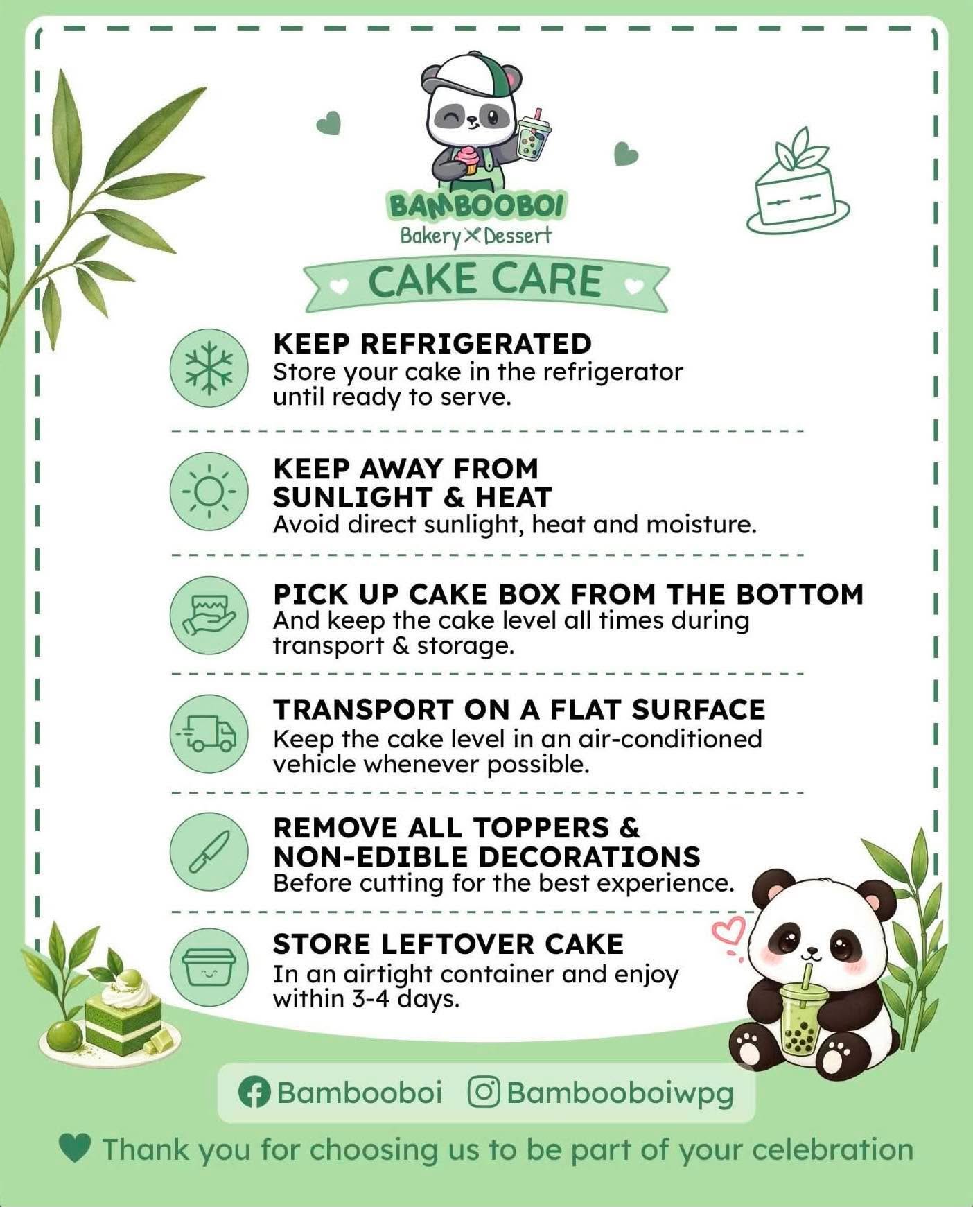 Cake care instructions, part 2